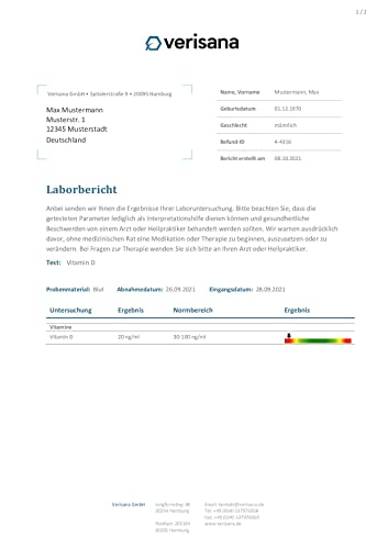 Vitamin D Test – Bestimmen Sie Ihren Vitamin D Wert einfach & bequem von zu Hause – Verisana Labor