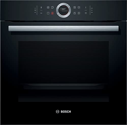 Bosch HBG675BB1 Serie 8 Einbau-Backofen, 60 x 60 cm, Made in Germany, Pyrolyse Selbstreinigung, AutoPilot 10 10 Automatikprogramme, 4D Heißluft Backen auf 4 Ebenen, TFT-Touchdisplay, Schnellaufheizung