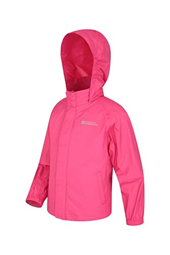 Mountain Warehouse Pakka wasserdichte Kinderjacke - 2 Taschen Kinderjacke, atmungsaktiv, packbare Regenjacke - Ideal zum Wandern leuchtendes Pink 11-12 Jahre