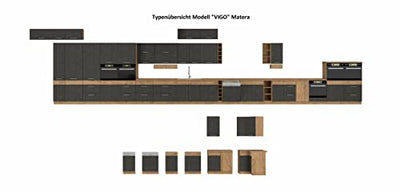 Küchen-Preisbombe Eckküche VIGO Matera Grau Lancelot 210x350 Küchenzeile Küchenblock Einbauküche