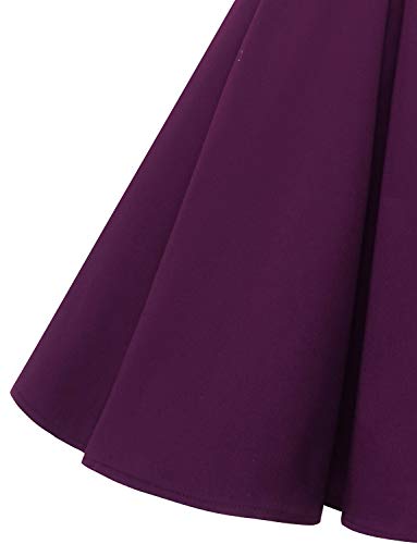 Dressystar Damen Vintage 1950er Retro Cocktailkleid Rockabilly Neckholder Faltenrock Swing Kleider Grape M