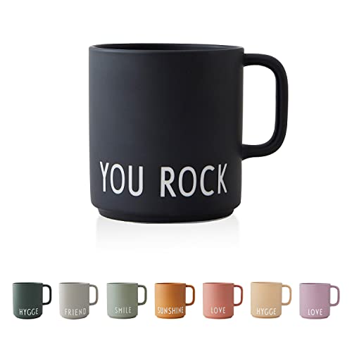 Design Letters Lieblingsbecher Schwarz YOU ROCK | Geschenke für Lieblingsmensch | Kaffeetasse mit Henkel aus Porzellan