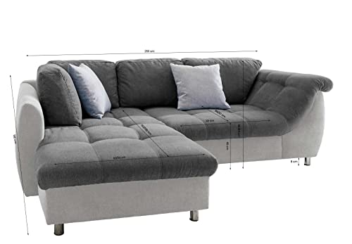 lifestyle4living Ecksofa mit Schlaffunktion und Bettkasten in Anthrazit mit großen Rücken-Kissen, Microfaser-Stoff | Gemütliches L-Sofa mit Longchair im modernen Look