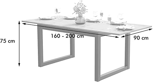 NEWFURN Esstisch ausziehbar 160-200 cm inkl. Tischplatte Anthrazit Wildeiche Esszimmertisch Vintage Industrial - 160x75x90 cm (BxHxT) - Tisch Küchentisch Speisetisch - [Vincent.Eleven] Esszimmer