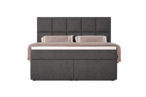 Betten Jumbo Dream Boxspringbett 160x200 mit 7-Zonen TFK Härtegrad H3 und 10 cm V2-Topper | Farbe Velour-Petrolblau | div. Größen verfügbar