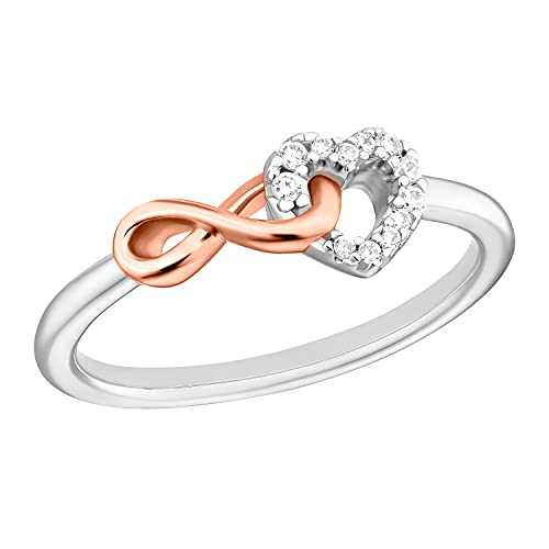 s.Oliver Ring 925 Sterling Silber Damen Ringe, mit Zirkonia synth, Bicolor, Infinity, Kommt in Schmuck Geschenk Box, 2032576