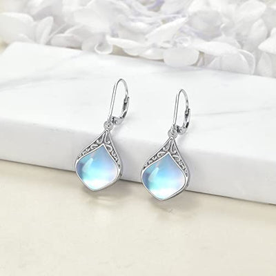 Mondstein Ohrringe Sterling Silber Filigran Irisch Keltisch Teardrop Mondstein Tropfen Ohrringe Schmuck Geschenke für Damen