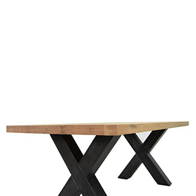 MÖBEL IDEAL Esstisch Esszimmertisch Tisch Xano 200x100 cm, Industrial-Design, Massivholz Holz Eiche massiv, Gestell Metall