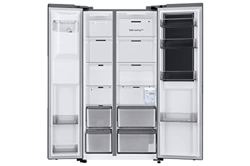 Samsung RH68B8521B1/EG Side-by-Side Kühlschrank, 178 cm, 627 ℓ, Food Showcase-Tür, Platzsparender In-Door Icemaker, Twin Cooling+, No Frost+, 4,5 ℓ Wassertank, Premium Black Steel