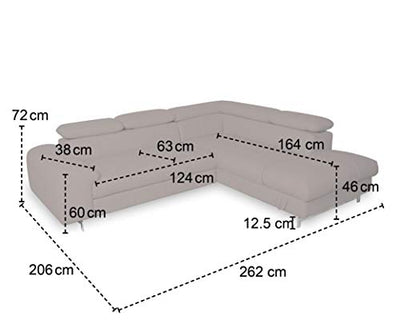 Mivano Ecksofa Chef / L-Sofa mit Schlaffunktion, Bettkasten und verstellbaren Kopfstützen / 262 x 72 x 206 / Strukturstoff Grau