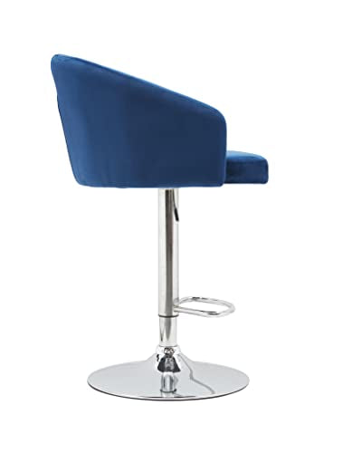 Barhocker 2er Set Samt Barstuhl Moderne Tresenhocker 360° Drehbar Küchenhocker Höhenverstellbar Bistrohocker für Küche/Hausbar (Blau, 57 x 46 x 90-110 cm)