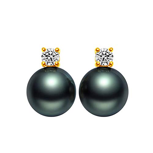 MOAAD Schwarze Perlen-Ohrringe 8-12 mm Perlen-Ohrstecker 18 Karat Gold hypoallergen feiner Schmuck für Frauen Weihnachten Geburtstag