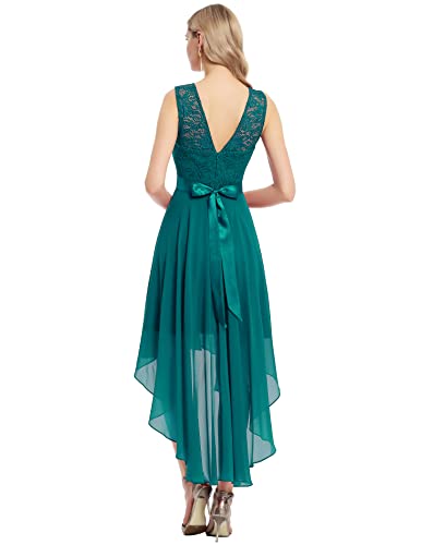 BeryLove Damen Cocktailkleid Vokuhila Kleid Abendkleider Elegant für Hochzeit Brautjungfernkleider 7035 Peacock Green XL