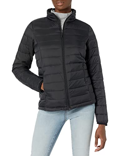 Amazon Essentials Damen Leichte, Langärmelige Pufferjacke, Wasserbeständig (Erhältlich in Übergröße), Schwarz, M