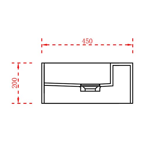 Wandwaschbecken TWG235 aus Mineralguss - 150 x 45 x 20 cm - Weiß matt