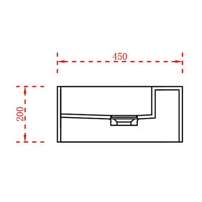 Wandwaschbecken TWG235 aus Mineralguss - 150 x 45 x 20 cm - Weiß matt