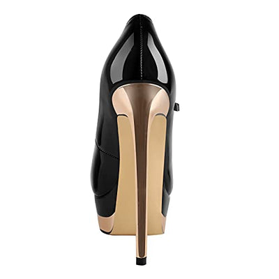 Only maker Damen Doppel-Plateau Pumps Absatzschuhe Mary Jane mit Doppel Riemchen Gold EU 35