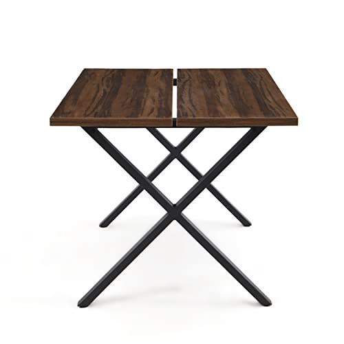 B&D home Esstisch Holz Industrial, Tischplatte 160x90 cm Akazie Optik, Kreuzgestell schwarz, Tisch Esszimmermöbel, Küchentisch, Holztisch, Esszimmertisch, für Esszimmer, Küche