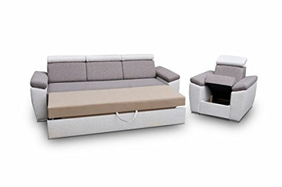 mb-moebel Polstergarnitur Sofa Set 3er & 1er Wohnlandschaft 3-Sitzer und Zwei Sessel Möbel Set - Monza (Grau)