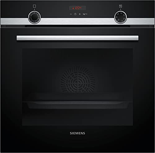 Siemens HR574ABR0 iQ300 Einbau-Backofen mit Dampfunterstützung, 60 x 60 cm, activeClean Selbstreinigung, Schnellaufheizung mit coolStart, cookControl10 Automatikprogramme, Black