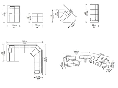 Wohnlandschaft Leder - Ecke Rechts - Braun - Donatello II