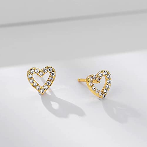 Damen Gold Love Heart Zirkonia Ohrstecker für Schmuck Geschenk