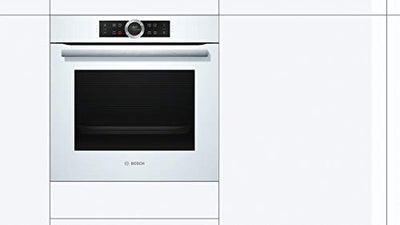 Bosch HBG675BW1 Serie 8 Einbau-Backofen, 60 x 60 cm, Made in Germany, Pyrolyse Selbstreinigung, AutoPilot 10 10 Automatikprogramme, 4D Heißluft Backen auf 4 Ebenen, TFT-Touchdisplay, Schnellaufheizung