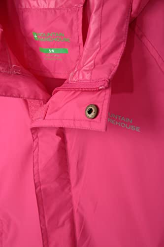 Mountain Warehouse Pakka wasserdichte Kinderjacke - 2 Taschen Kinderjacke, atmungsaktiv, packbare Regenjacke - Ideal zum Wandern leuchtendes Pink 11-12 Jahre