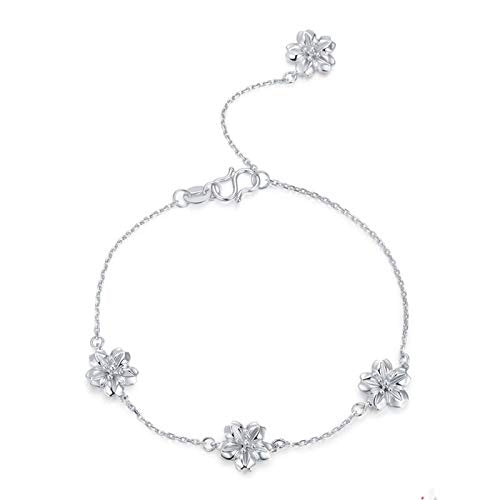 ANAZOZ Armband Damen Pt950 Platin Sakura Charm Armbänder Armkette Schmuck für Frauen Silber