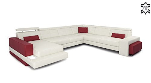 Bullhoff by Giovanni Capellini Ledersofa XXL Wohnlandschaft Leder Eck Sofa Couch Ledercouch Ecksofa U-Form mit LED-Licht Beleuchtung Designsofa Bayern