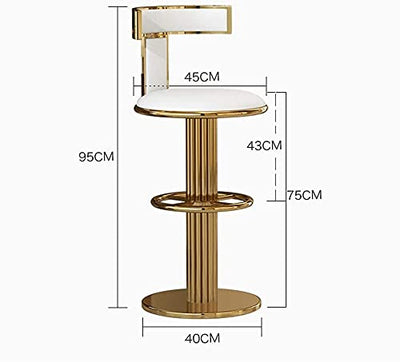 HAO KEAI Barhocker 2er Set Barhocker Set von 2 Barhocker mit gekrümmten Rückenlehne Barstühle Edelstahl-Stuhl-Rahmenzählerhöhe Barhocker PU. Lederstuhl-Oberflächenmöbel (Color : Weiß)