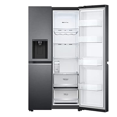 LG Electronics GSLV71MCLE Side-by-Side mit EIS-, Crushed Ice- und Wasserspender | 635 Liter Kapazität | Interner Wassertank 4L | Matt Black Steel