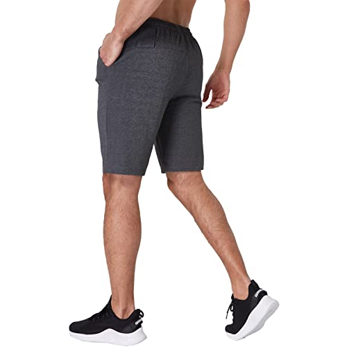 JustSun Kurze Hosen Herren Shorts Kurze Sporthose Jogginghose Sommer Sweatshorts Sport Shorts Baumwolle mit Reißverschlusstaschen Grau XL