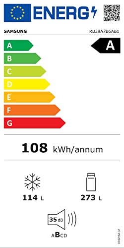 Samsung Elettrodomestici RB38A7B6AB1/EF Kombi-Kühlschrank, Klasse A, mattschwarz