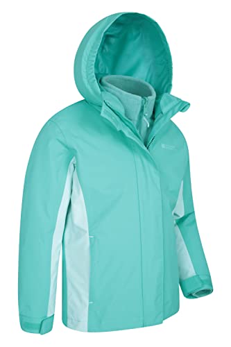 Mountain Warehouse Lightning 3-in-1 Kinder-Jacke - wasserdichte Winterjacke mit Fleecefutter, atmungsaktive Übergangsjacke für Jungen und Mädchen mit Abnehmbarer Kapuze Blaugrün 2-3 Jahre