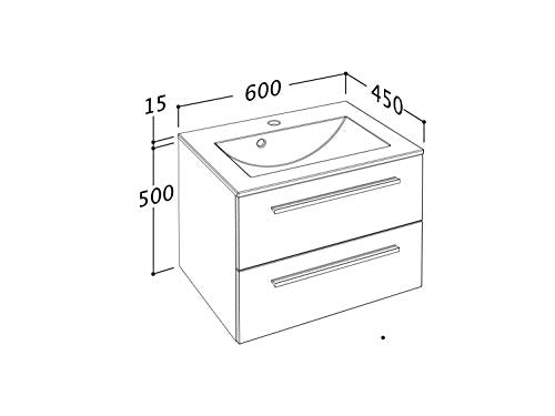 Sieper I Waschtischunterschrank 60 x 50 cm mit Waschtisch, Libato Badezimmermöbel, Badezimmerunterschrank I Anthrazit