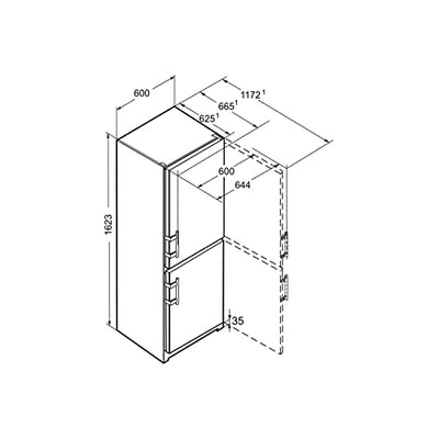 Liebherr Freistehender Kühlschrank/Gefrierschrank, 50/50 geteilt, frostfrei, 60 cm breit, Edelstahl