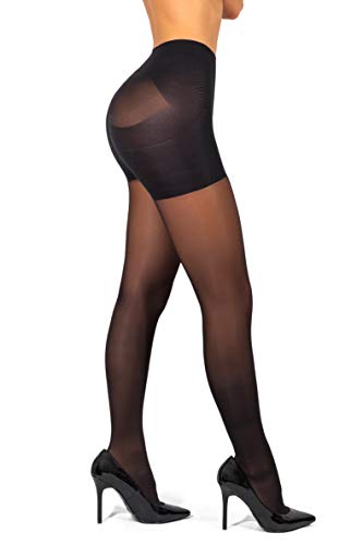 sofsy hochtaillierte figurformende Strumpfhosen - halbtransparente Strumpfhosen | 30 DEN [Made in Italy] Schwarz Black 3 - Medium