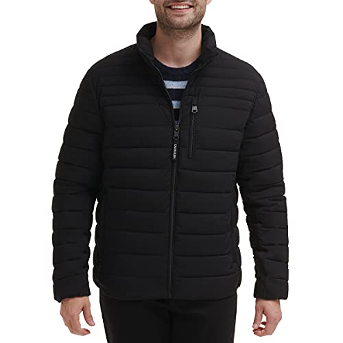 Calvin Klein Herren Packable Down Jacke, Schwarz Stretch, X-Large