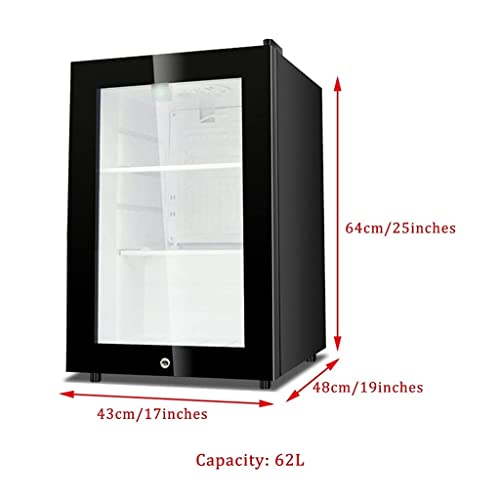 WBJLG 62-Liter-Kühlschrank mit Glastür, Getränkeeisbar mit Gefrierfach für den Hausgebrauch, Kühlschrank mit Mehreren Schichten, unabhängiger Weinkeller
