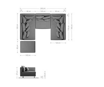 DELIFE Couch Clovis Braun Vintage Optik mit Hocker Wohnlandschaft Modulsofa