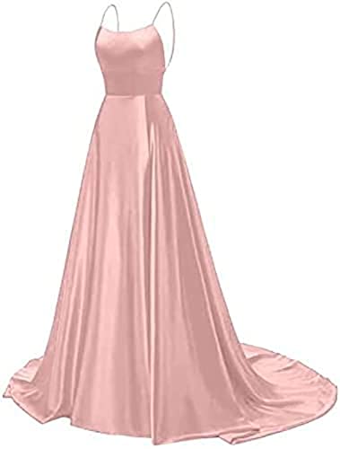 Yeehliny Abendkleider für Damen Ballkleider Damen Spaghettiträger Rückenfreies Schulterfrei Kleider Elegant Hochzeit A-Linie Cocktailkleid Brautkleid Festkleider Maxikleid mit Schlitz