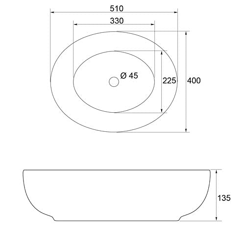 Waschbecken24 BxTxH 51x40x13,50 CM Keramik Waschbecken Aufsatzwaschbecken Waschschale Handwaschbecken Gäste WC A588