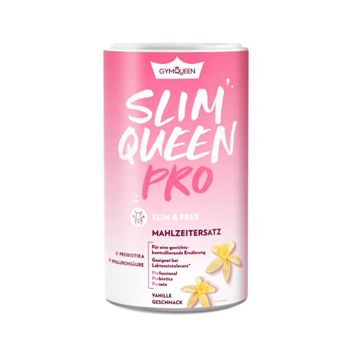 GymQueen Slim Queen Pro Abnehm-Shake 420g, Vanille, mit Probiotika und Hyaluronsäure, Leckerer Diät-Shake zum Abnehmen, Mahlzeitersatz mit wichtigen Vitaminen und Nährstoffen, 250 kcal pro Portion