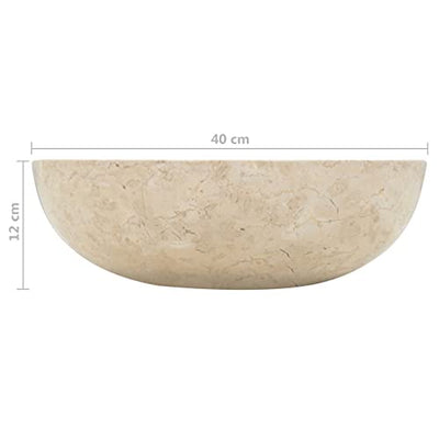 vidaXL Waschbecken Aufsatzwaschbecken Waschtisch Waschplatz Handwaschbecken Waschschale Aufsatzbecken Becken Badezimmer 40x12cm Marmor Creme Naturstein