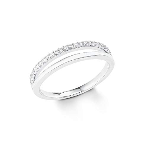 s.Oliver Ring 925 Sterling Silber Damen Ringe, mit Zirkonia synth, Silber, Kommt in Schmuck Geschenk Box, 2022726