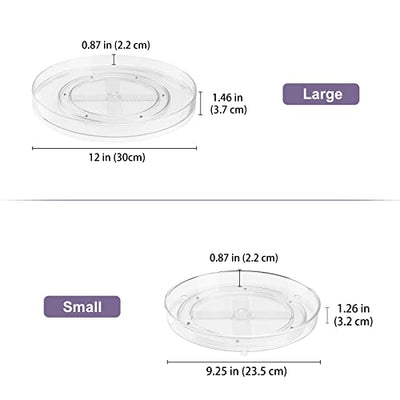 Puricon 2 Stück Drehplatte Küchen Organizer, Drehteller für Kühlschrank Drehscheibe, Transparent Drehtablett Drehbar Lazy Susan Rondell Aufbewahrung Turntable -Klein