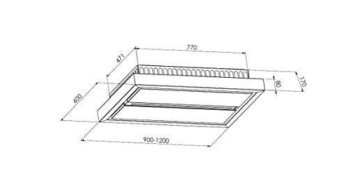 Umluft Deckenhaube 90 x 60 cm Baumann Aura 90 Edelstahl/Deckenlüfter Edelstahl/ebm-Pabst-Motor/Saugstark 940 m³/h und Leise/Abzugshaube/Dunstabzugshaube mit Randabsaugung/Inkl. Fernbedienung