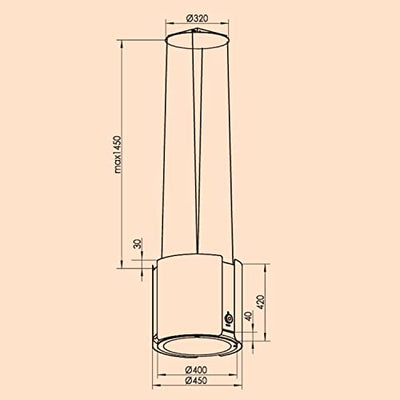 Klarstein Skyfall Smart Dunstabzugshaube - freihängede Abzugshaube, Dunstabzugshaube Umluft/Abluft, App- und Gestensteuerung, 45 x 42 cm (ØxB), 402 m³/h, 200 W, 3 Stufen, LED-Beleuchtung, silber