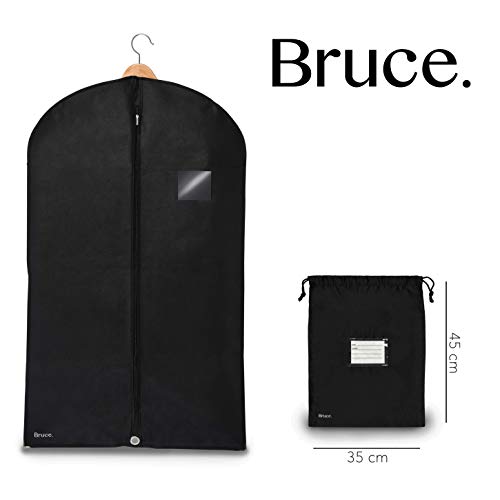 Bruce. ® 3 x Premium Kleidersack inkl. Schuhbeutel I 100 x 60 cm I Optimierte Materialstärke von 120 GSM I Hochwertige Kleiderhülle für Anzug und Kleid I Atmungsaktive Anzugtasche für Reisen